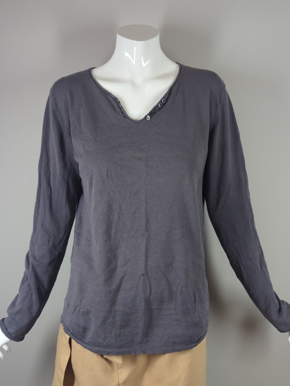 zadig & Voltaire Women's Cotton Silk Long Sleeve Tee Basics Rhinestone S